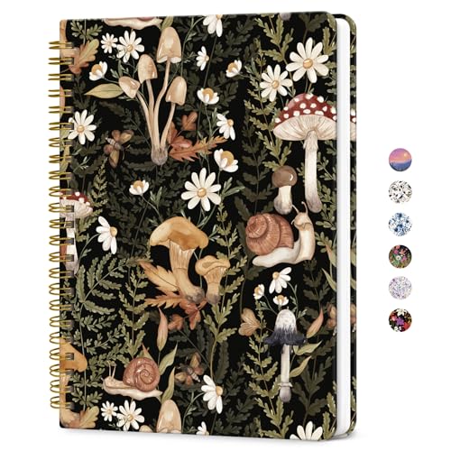 ZOTIA Lined Spiral Journal for Women, A5 Pretty Hardcover Notebook for Work, School & Office Writing, Aesthetic Writing Journal College Ruled, 140 Pages, 5.8" x 8.3", Mushroom - color: G-Mushroom