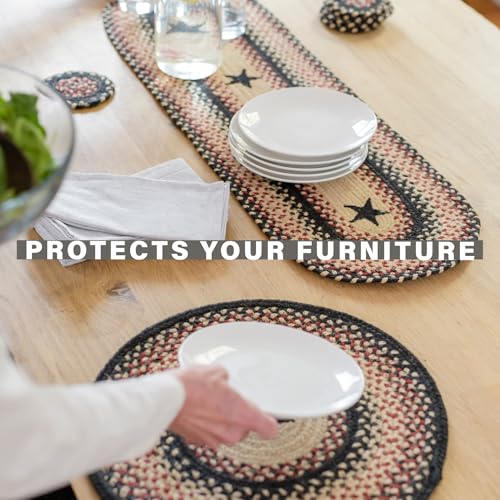 Homespice Gloucester Jute Braided Placemats, Oval 13x19 Set of 4 - color: Primitive Star Gloucester