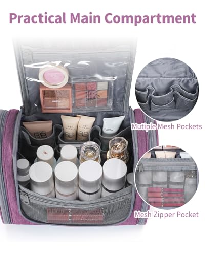 Narwey Large Hanging Travel Toiletry Bag for Women, Makeup Cosmetic Bag - color: AA-Purple, size: Large