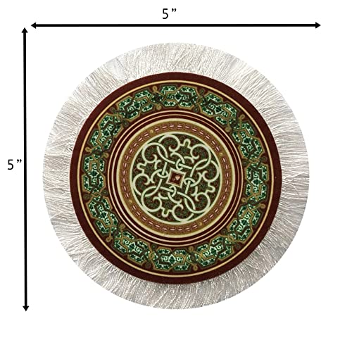 Turkish Rug Coasters Set of 4 – Round Carpet-Style Drink mats with Fringe, Non-Slip Backing, Decorative Home Accent | Dining Accessory - color: Set-2