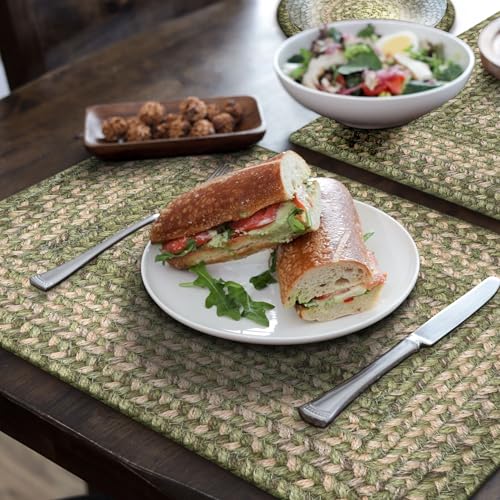 Homespice Grassland Jute Braided Placemats, Rect 13x19 Set of 4 - color: Grassland