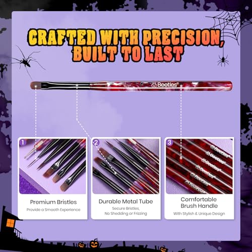 Beetles Halloween Nail Art Brushes, Blood Entwined Nail Art Pens 6pcs - color: D-Black-6