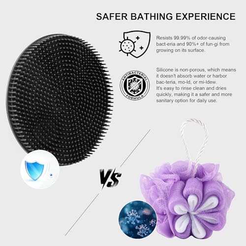 INNERNEED Silicone Body Scrubber Gentle Exfoliating Brush, Black+Green+Pink - color: (Set3) Black+dark Green+pink