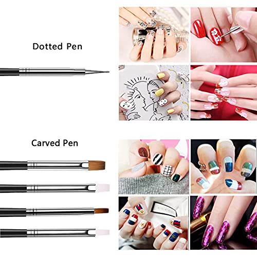 20pcs Nail Art Design Tools, 15pcs Painting Brushes Set with 5pcs Dotting Pens, BLACK … - color: Black Brushes with Dotting Pens