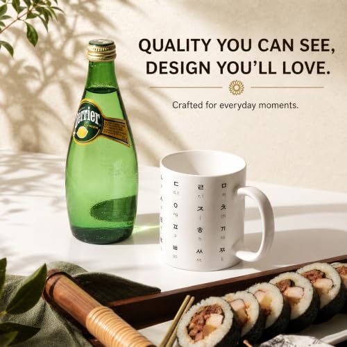 BICETTO Hangul Coffee Mug - Korean Alphabet Cup, K-Pop Gift Mineral White - color: Mineral White
