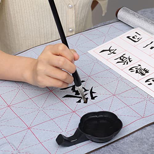 MEGREZ Reusable Water Writing Calligraphy Cloth Set No Ink Practice Kit - color: Silver