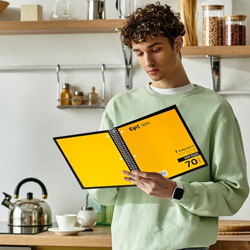 EPI Spiral Notebook | Wide - 70 Sheets, Durable Spiral Binding | 10.5 x 8 in | Classroom Supplies | School, Office, Note Taking, Journaling - 3 Pack - color: Yellow, size: 3