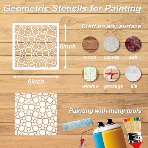 Geometric Stencils for Painting, 16 Pcs 6 Inch for Wood Signs Canvas - color: Geometric 6" 16PCS 03