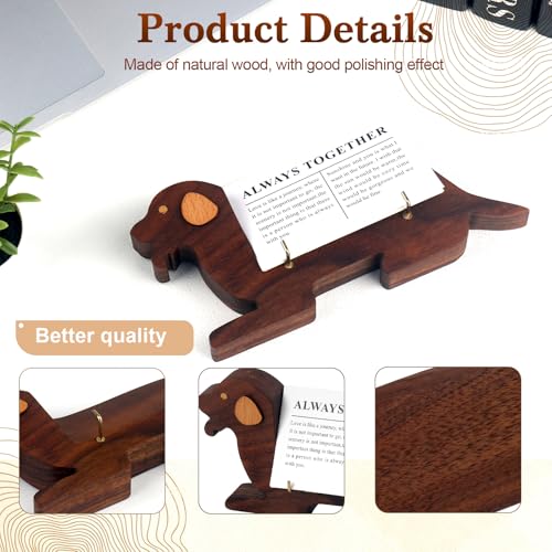 Wood Dog Shape Business Card Holder for Desk,Wooden Name Card Holder - color: Walnut Dog Shape