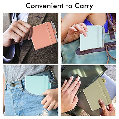feela 6 Pack Pocket Small Notebooks Bulk, Mini Cute Memo Notepads Hardcover College Ruled Lined Journals with Pen Holder for Women Girls Office School, with 6 Black Pens, 3.5”x 5.5”, A6, Mild Colors - color: 6 Mild Colors