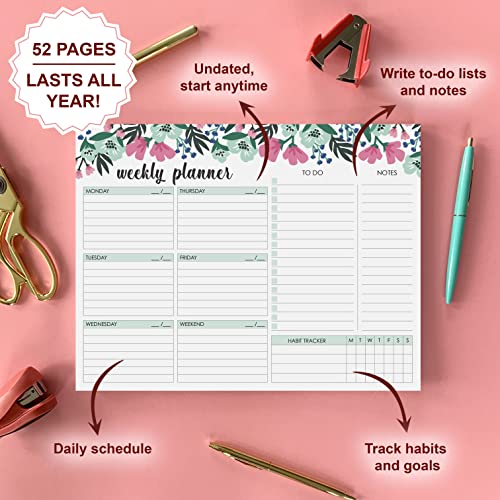 Weekly Planner Pad 52 Tear-Off Sheets Undated 8.5 x 11 Desk Pad - style: Style 1