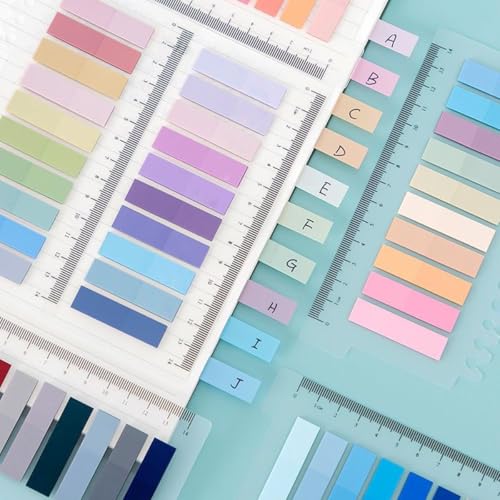 8PACK Sticky Tabs, Transparent Sticky Notes Flags Pastel Book Tabs Writable Annotation Tabs Morandi Page Markers Clear Index Tabs with Ruler Translucent Index Stickers for Books Office Supplies