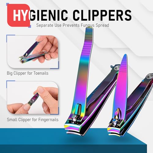 firiKer Nail Clippers with Nail File,Fingernail Clipper,Toe Nail Clippers - color: Rainbow
