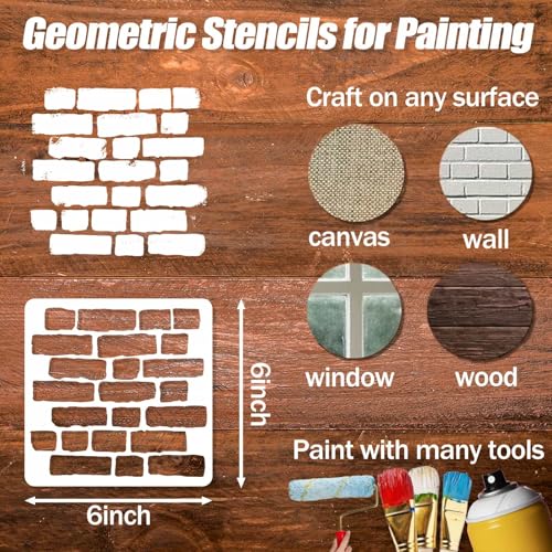 Art Stencils for Painting, 16 Pcs 6 x 6 Inch for Wood Signs Canvas - color: Geometric 6" 16PCS 02