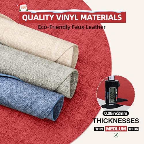 Placemats Set of 6, 15 Inch Round Faux Leather Place Mats - color: R-scarlet Red