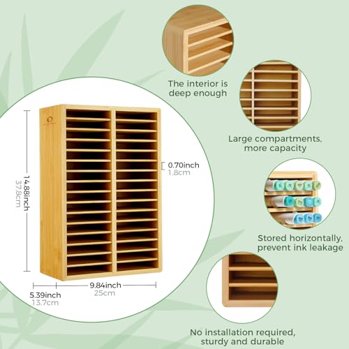 Ohuhu Bamboo Marker Organizer Hold 224 Markers for Honolulu Oahu Series - style: Rounded Corner Hold 224 Markers