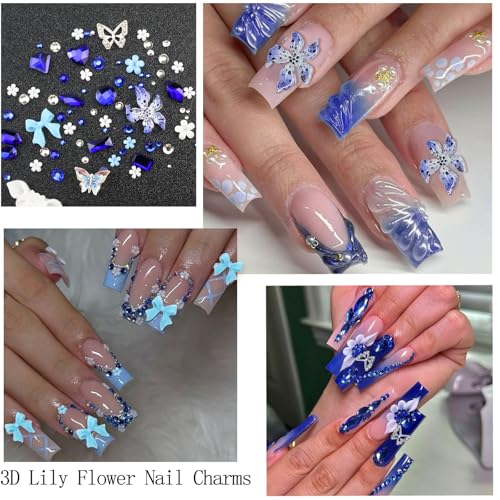 Nail Charms with Blue Rhinestones for Women Nail Design - color: Colorful-21