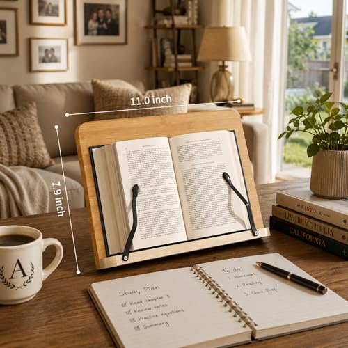 Adjustable Cookbook Stand for Your Kitchen Counter - Solid Wood, Fits iPad