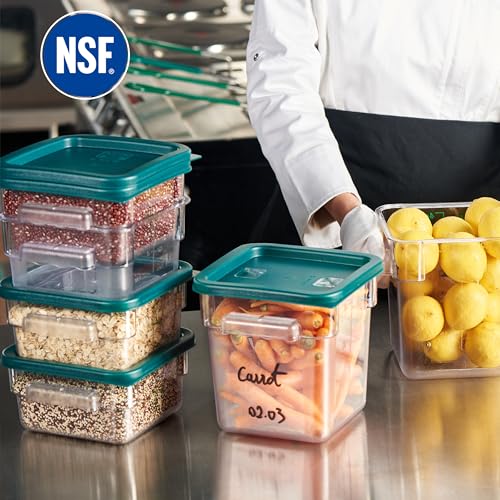 CURTA 4-Pack Food Storage Containers with Green Lids - 2 Qt & 4 Qt Square Clear Polycarbonate - NSF Listed, Commercial Grade, Freezer & Dishwasher Safe, Stackable - color: 2 qt & 4 qt (2-Pack each)