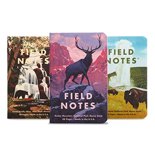 Field Notes: National Parks Series (Series C - Rocky Mountain, Great Smoky Mountains, Yellowstone) - Graph Paper Memo Book 3-Pack - 3.5 x 5.5 Inch - color: Series C - Rocky Mountain, Great Smoky Mountains, Yellowstone