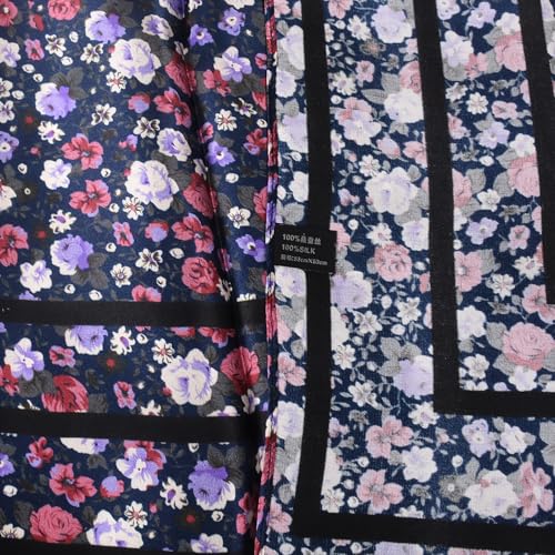 Women 100% Mulberry Silk Neck Scarf 21" Square Floral Neckerchief - color: Black Red Floral