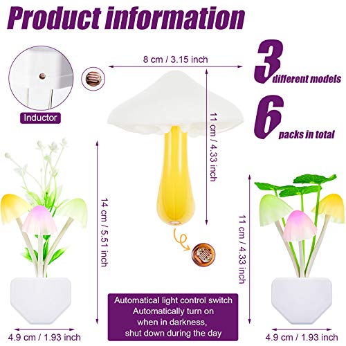 Mudder 6 Pack Mushroom Night Light,Water Plants, Lotus Leaves, Mushroom - style: Water Plants, Lotus Leaves, Mushroom