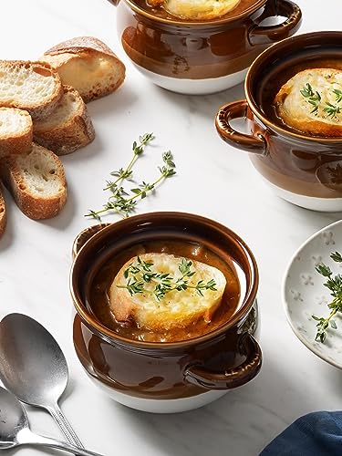 LE TAUCI Ceramic French Onion Soup Bowls with Handles, 16 oz, Set of 4 - size: 16 OZ