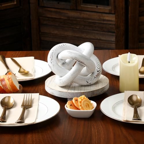 Yalikop 3 Link Wood Knot Decor Rustic Table Shelf Accents, Retro White - color: Retro White