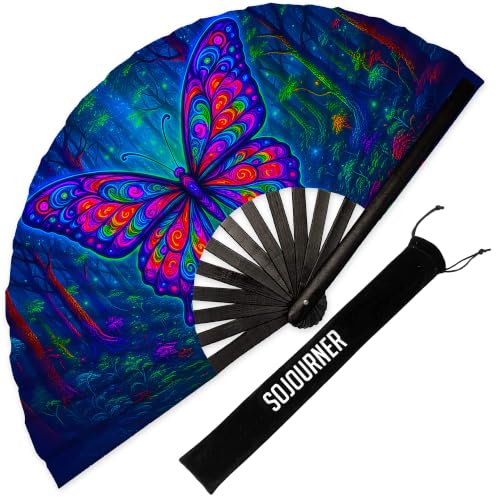 SoJourner Folding Rave Fan, Butterfly - color: Butterfly