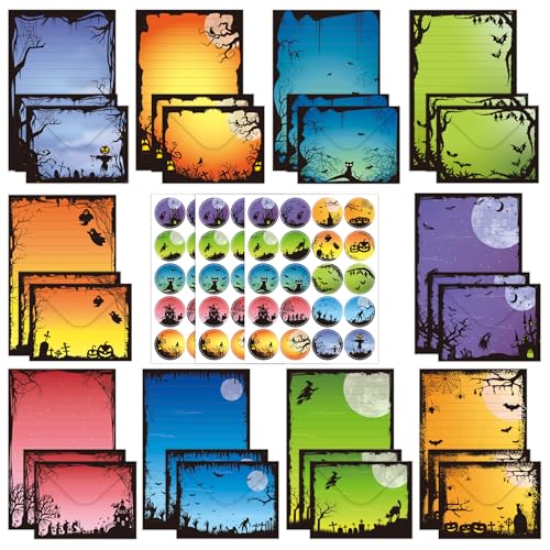 FUNCLASS 160 Pcs Halloween Stationery Set Letter and Envelopes - color: Halloween