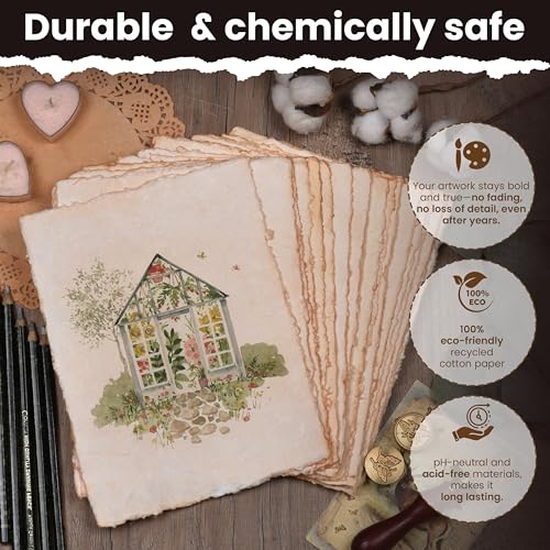 LEATHER VILLAGE Vintage Deckled Edge Watercolor Paper 25 Sheets 4x6 Inches - color: Antique/Vintage, size: 6 X 4 Inch