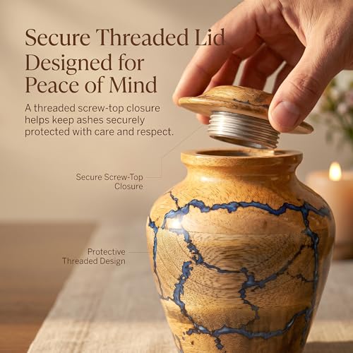 Mini Cremation Handmade Urn | 20 Cu Inches | SharingSmall Portion of Ashes | Small Wooden Keepsake Urn for Human Ashes | Decorative Memorial Ashes Keepsake - size: Small