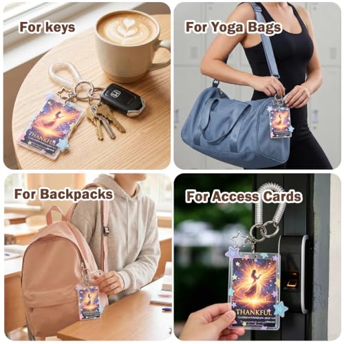 Cute Star Acrylic Photo Card Holder Keychain - color: Purple Stars