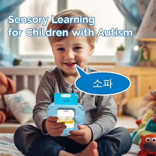 English Talking Flash Cards Bilingual for Kids - Korean, Blue - color: Korean, size: Blue