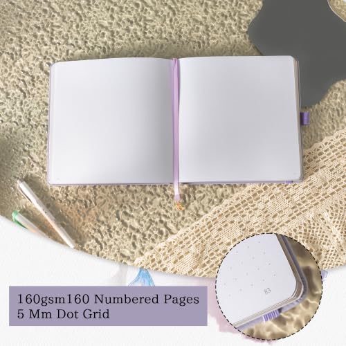 TIEFOSSI Dotted Square Journal Notebook 160 Pages for Women & Men(8 x 8) - color: Light Purple, size: Square-Dotted
