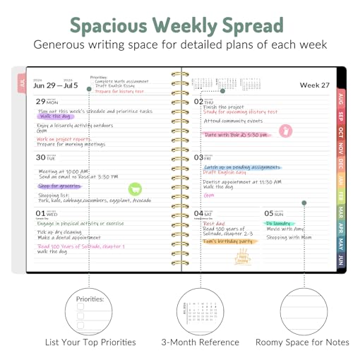 Forvencer Academic Planner 2026-2027, Weekly & Monthly Calendar Planner, A4 - color: Black, size: 8.5"x11" (Jul 2026 - Jun 2027)