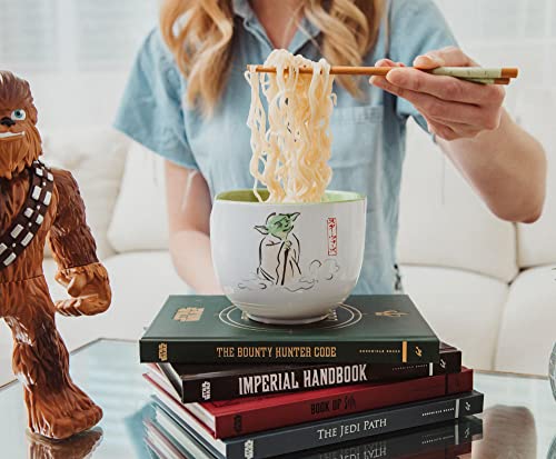 Star Wars Yoda May The Force Be With You Ceramic Dinnerware Set | Includes 20-Ounce Ramen Noodle Bowl and Wooden Chopsticks