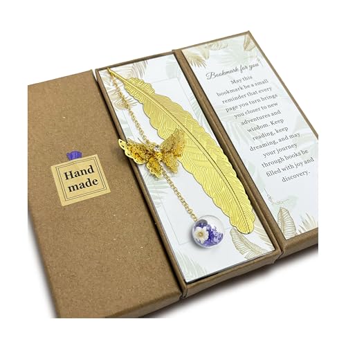 Butterfly Metal Feather Bookmarks Gifts for Reading Women Book Lovers Unique Book Mark Birthday Mothers Day Valentines Christmas Gift for Teacher Mom Best Friend Coworkers Stocking Stuffers, - style: Gold-General