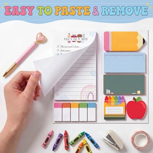 BEAWART Teacher Sticky Notes Set, Rainbow Boho Classroom Appreciation Gift - color: Rainbow Boho Teacher Sticky Notes