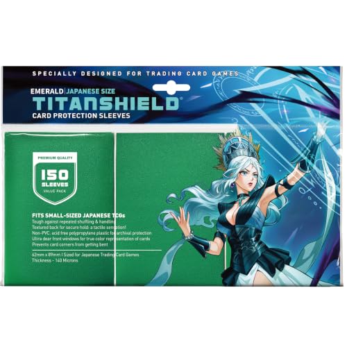 TitanShield Small Card Sleeves, White (150 Sleeves) - Fits YuGiOh - color: Emerald