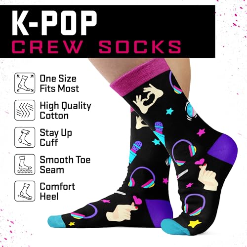 Kpop Merch - Unique Kpop Gifts for Girl, Teen - Cute Korean Socks - Christmas Gifts, Stocking Stuffers for Women - color: Music01