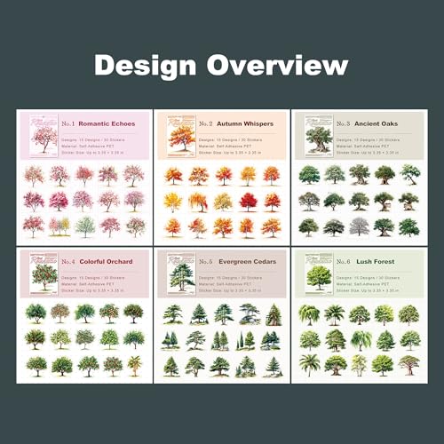 180 Pcs Tree Stickers for Scrapbooking and Journaling - color: Romantic Forest
