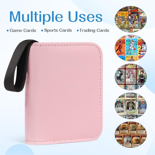 1 Pocket Card Binder – Collectible Trading Card Album, Single Card Holder with 20 Pages, Holds 40 Cards, Side-Loading Mini Binder for TCG, MTG, Sports, Baseball, Football, Small Sports Card Book,Pink - color: Pink