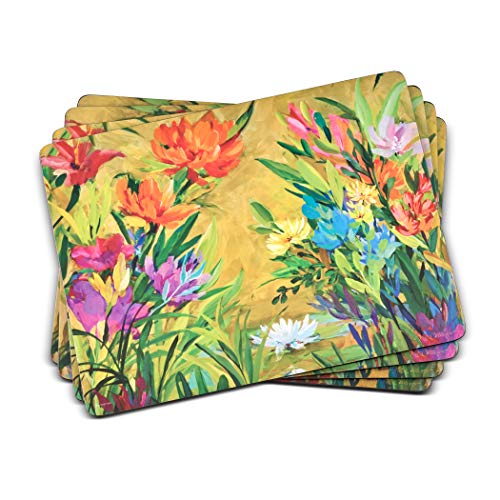 Pimpernel Floral Collection Placemats, Set of 4 – (15.7" x 11.7") Cork-Backed Table Mats with Colorful Botanical Art Prints, Heat & Stain Resistant Lacquered Surface, Decorative Dining - size: 15.7" x 11.7" Rectangular, style: Martha's Choice