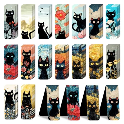 96 Pieces Magnetic Bookmarks Magnet Page Markers - Book Marks for Reading Women & Men with Storage Boxes - Gifts for Cat Lovers, Cute Magnet Bookmark Clips for Reading Pleasure (Cat Style B) - size: 96, style: Cat Style B