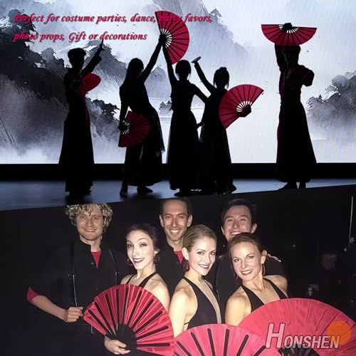 Rose Red Folding Fan Performance Fan Nylon-Cloth Clap Fans 13 inch (Rose Red) - color: Rose Red