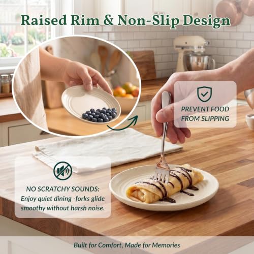 Homienly Small Plates | 5.7 Inch Lightweight & Unbreakable Wheat Straw Plates | Mini Dessert Plate Set, Microwave & Dishwasher Safe Set of 8 -Beige - color: Beige, size: 5.7 Inch