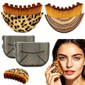 2PCS Lymphatic Contour Face Brush, Lymphatic Drainage Brush, face Brush - color: Leopard Print + Wood Grain