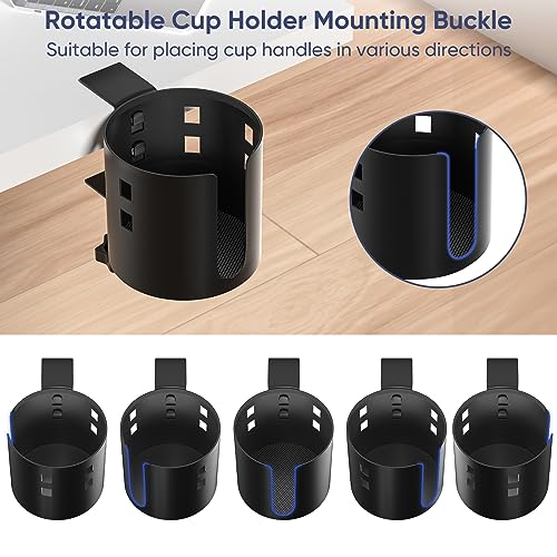 Deeper Anti-Spill Large Desk Cup Holder Clamp,Metal Table Cup Holder(Black) - color: Black, size: 1 Pack, Deeper, 3.95 inch