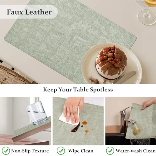 FROMHEART Faux Leather PU Placemats Set of 4 (Light Green,11.8" x 17") - color: Light Green, size: Set of 4